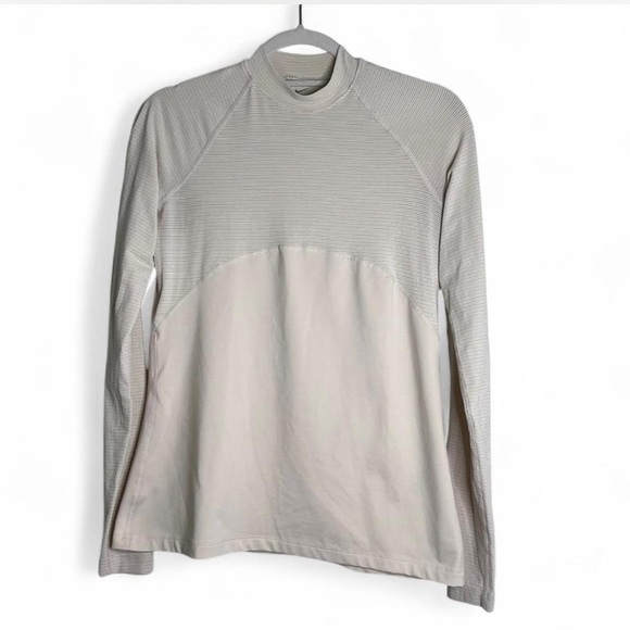 Nike Tops - Nike Dri-Fit Cream Striped Athletic Top M | Moisture-Wicking Shirt